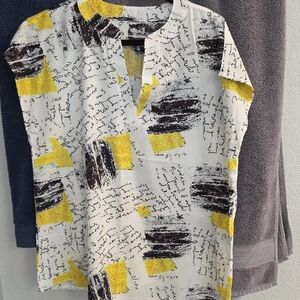 Women's Abstract Print Shirt - Yellow and Black